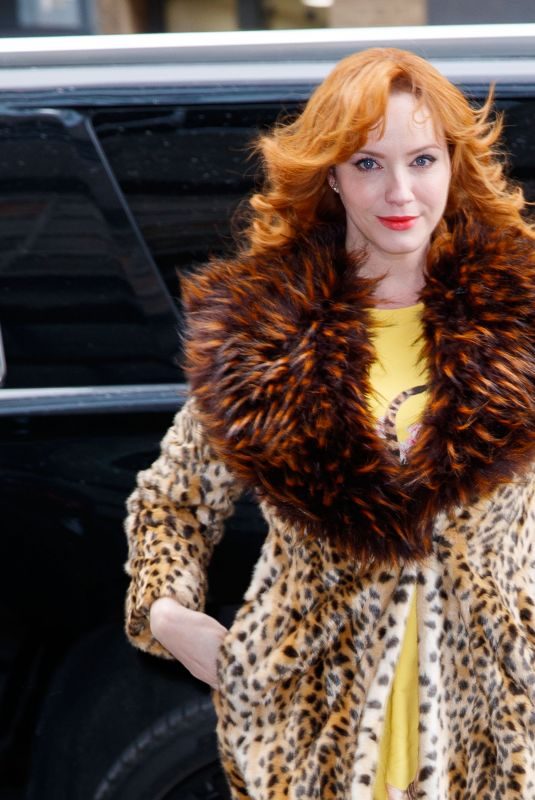 CHRISTINA HENDRICKS Arrives at Live with Kelly and Ryan in New York 12/13/2017