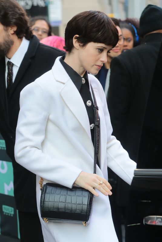 CLAIRE FOY Arrives at AOL Build Studio in New York 12/04/2017