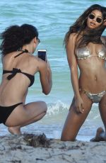 DANIELLE HERRINGTON and RAVEN LYN in Bikinis at a Beach in Miami 12/09/2017