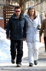 ELLE EVANS and Matthew Bellamy Out for Coffee in Aspen 12/27/2017