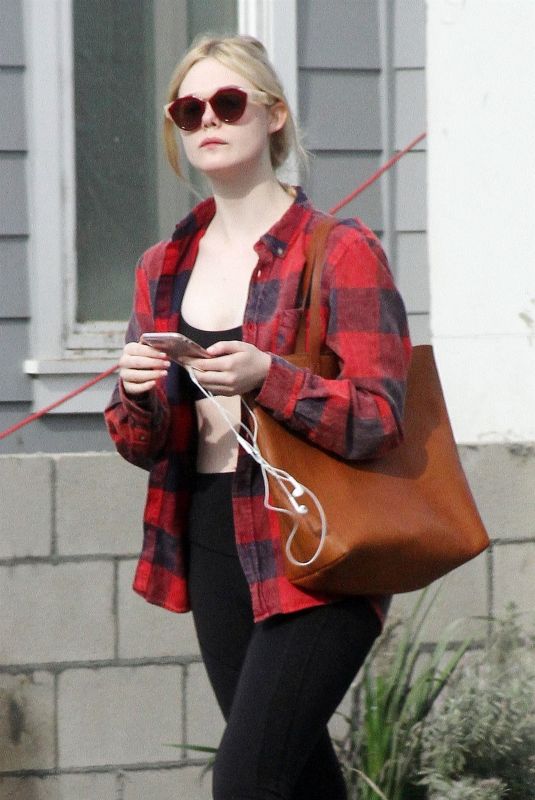 ELLE FANNING at a Gym in Los Angeles 12/20/2017