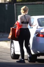 ELLE FANNING in Tights Leaves a Gym in Beverly Hills 12/02/2017