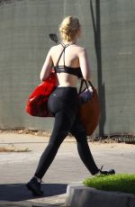 ELLE FANNING in Tights Leaves a Gym in Beverly Hills 12/02/2017