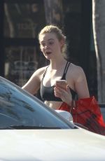 ELLE FANNING in Tights Leaves a Gym in Beverly Hills 12/02/2017