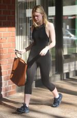 ELLE FANNING in Tights Leaves a Gym in Studio City 12/01/2017