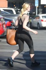 ELLE FANNING in Tights Leaves a Gym in Studio City 12/01/2017