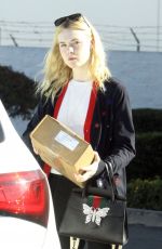 ELLE FANNING Leaves a Ups Store in Studio City 12/29/2017