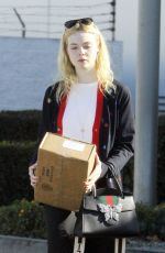 ELLE FANNING Leaves a Ups Store in Studio City 12/29/2017