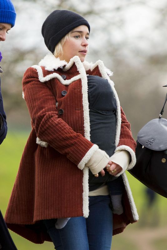 EMILIA CLARKE Out at Hampstead Heath in London 12/17/2017