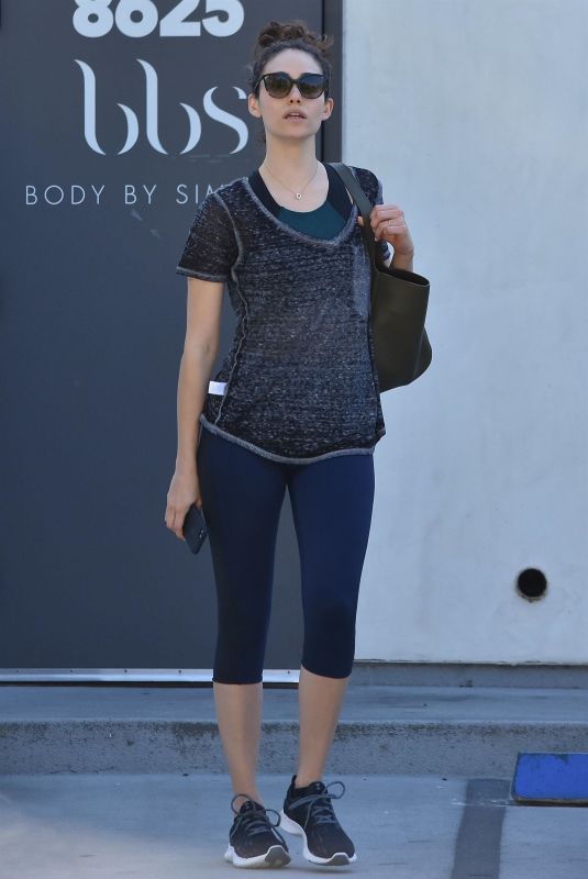 EMMY ROSSUM leaves a Gym in West Hollywood 12/01/2017