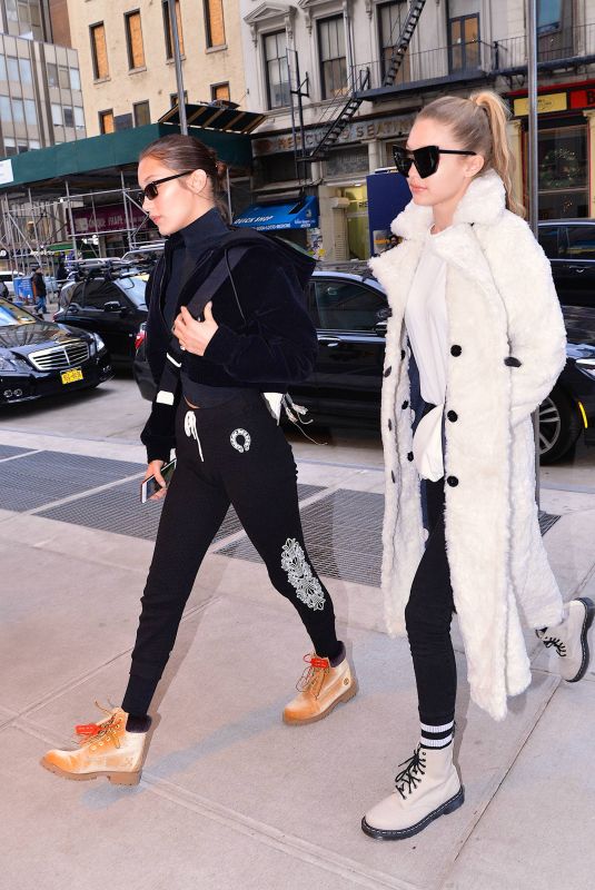 GIGI and BELLA HADID Out in New York 12/20/2017