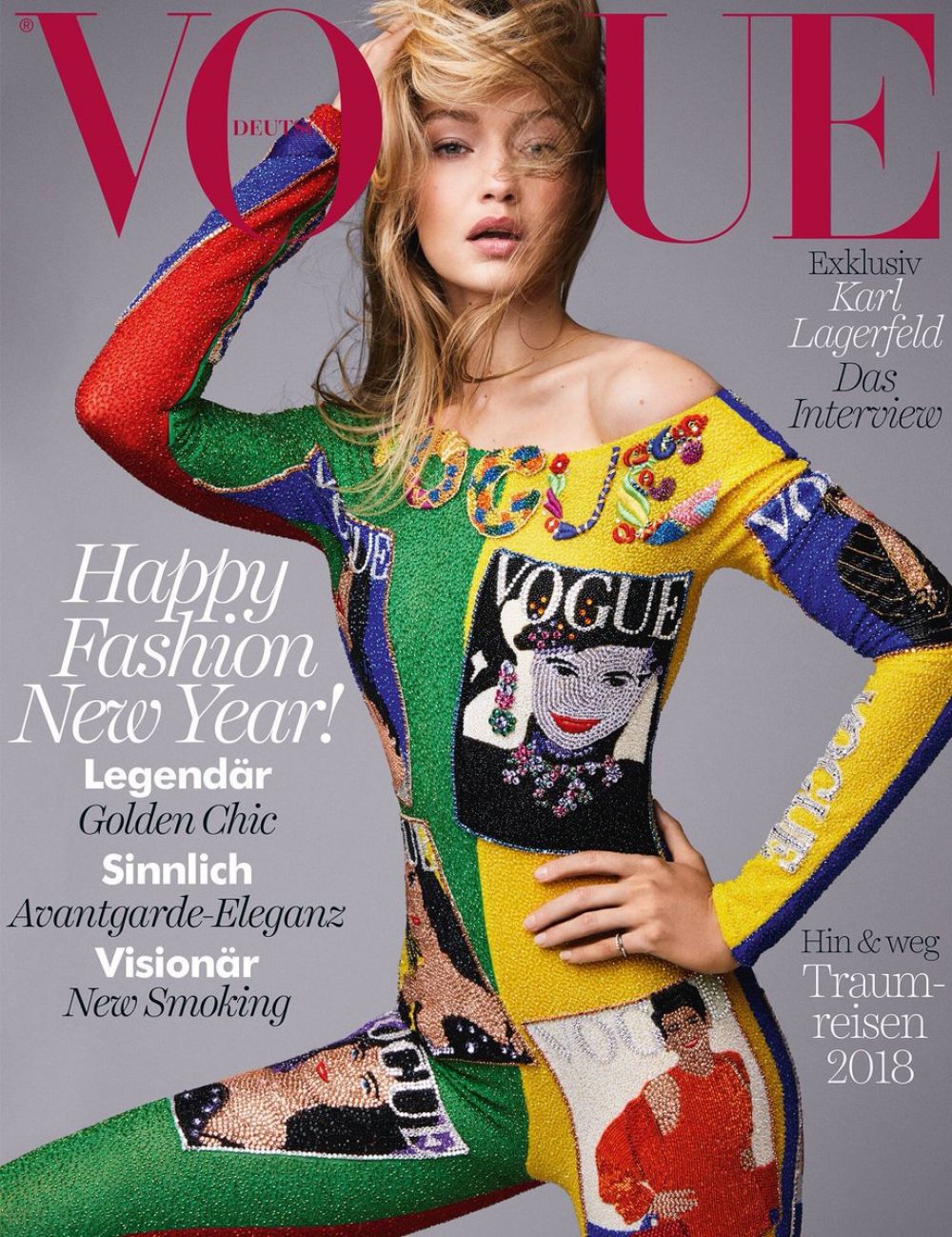 GIGI HADID on the Cover of Vogue Magazine, Germany January 2018 Issue