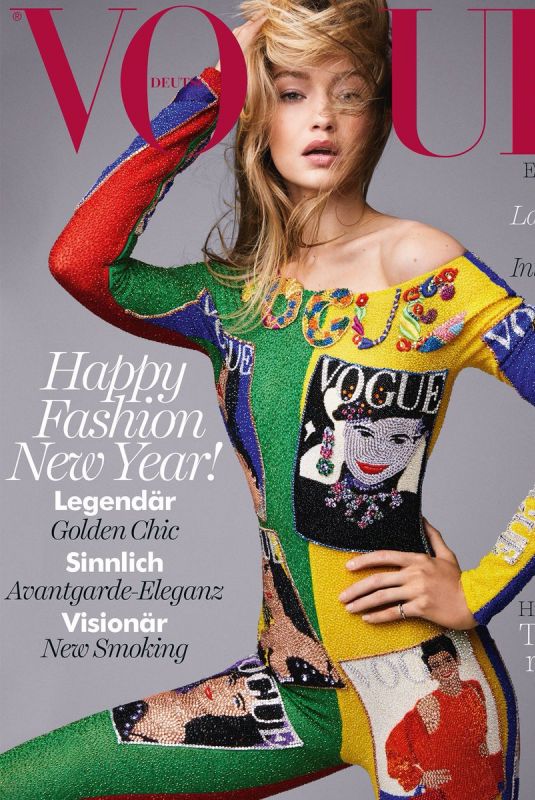 GIGI HADID on the Cover of Vogue Magazine, Germany January 2018 Issue