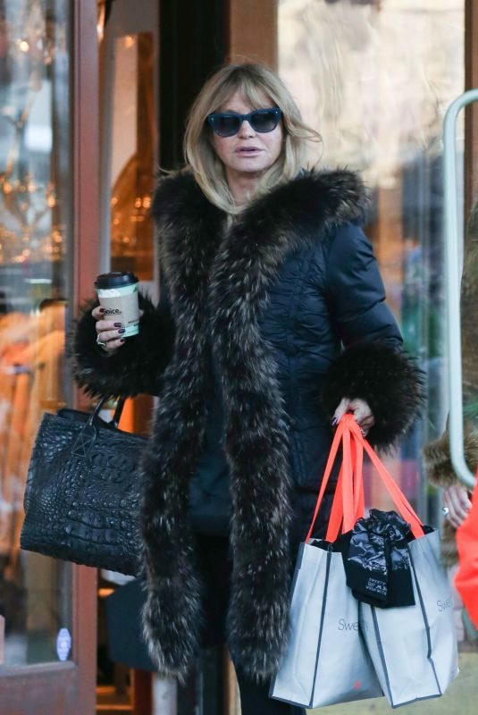 GOLDIE HAWN Out Shopping in Aspen 12/29/2017
