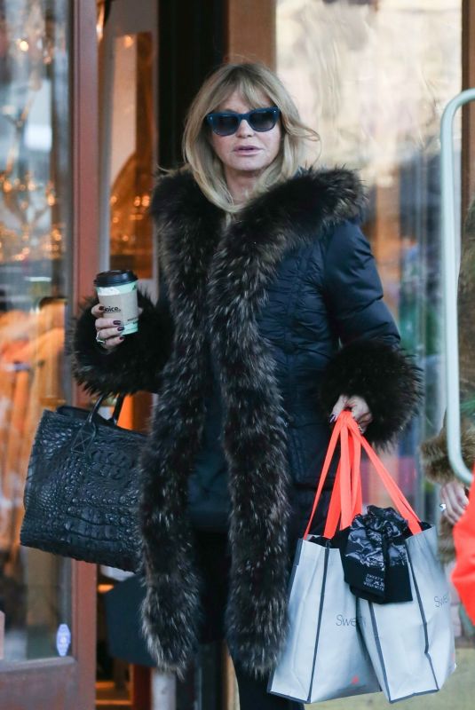 GOLDIE HAWN Out Shopping in Aspen 12/29/2017