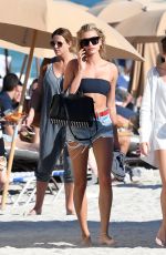 HAILEY BALDWIN in Bikini Top at a Beach in Miami 12/29/2017