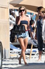 HAILEY BALDWIN in Bikini Top at a Beach in Miami 12/29/2017