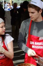 HANNAH ZEILE at LA Mission Serves Christmas to the Homeless in Los Angeles 12/22/2017