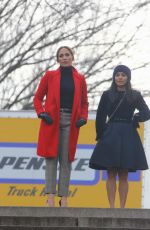 JENNIFER LOPEZ and VANESSA HUDGENS on the Set of Second Act in New York 12/04/2017