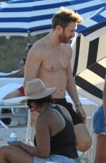 JESSICA LEDON and David Guetta at a Beach in Miami 12/25/2017