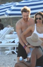JESSICA LEDON and David Guetta at a Beach in Miami 12/25/2017