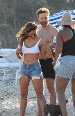 JESSICA LEDON and David Guetta at a Beach in Miami 12/25/2017