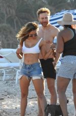 JESSICA LEDON and David Guetta at a Beach in Miami 12/25/2017