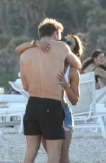 JESSICA LEDON and David Guetta at a Beach in Miami 12/25/2017