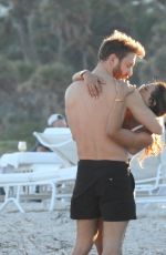 JESSICA LEDON and David Guetta at a Beach in Miami 12/25/2017