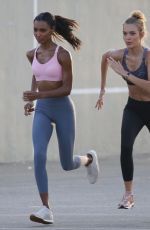 JOSEPHINE SKRIVER and JASMINE TOOKES on the Set of a Photoshoot at Venice Beach 12/08/2017