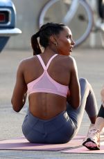 JOSEPHINE SKRIVER and JASMINE TOOKES on the Set of a Photoshoot at Venice Beach 12/08/2017