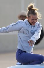 JOSEPHINE SKRIVER and JASMINE TOOKES on the Set of a Photoshoot at Venice Beach 12/08/2017
