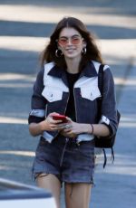 KAIA GERBER in Cropped Jeans Jacket and Denim Shorts Out in Malibu 12/19/2017