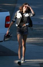 KAIA GERBER in Cropped Jeans Jacket and Denim Shorts Out in Malibu 12/19/2017