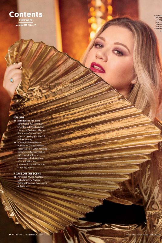KELLY CLARKSON in Billboard Magazine, December 2017