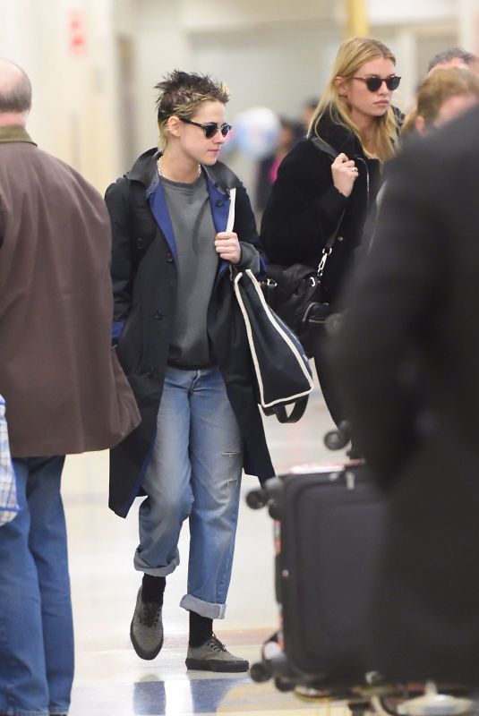 KRSITEN STEWART and STELLA MAXWELL at JFK Airport in New York 12/08/2017