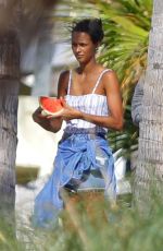 LAIS RIBEIRO and MARTHA HUNT at a Beach in Miami 12/01/2017