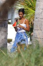 LAIS RIBEIRO and MARTHA HUNT at a Beach in Miami 12/01/2017
