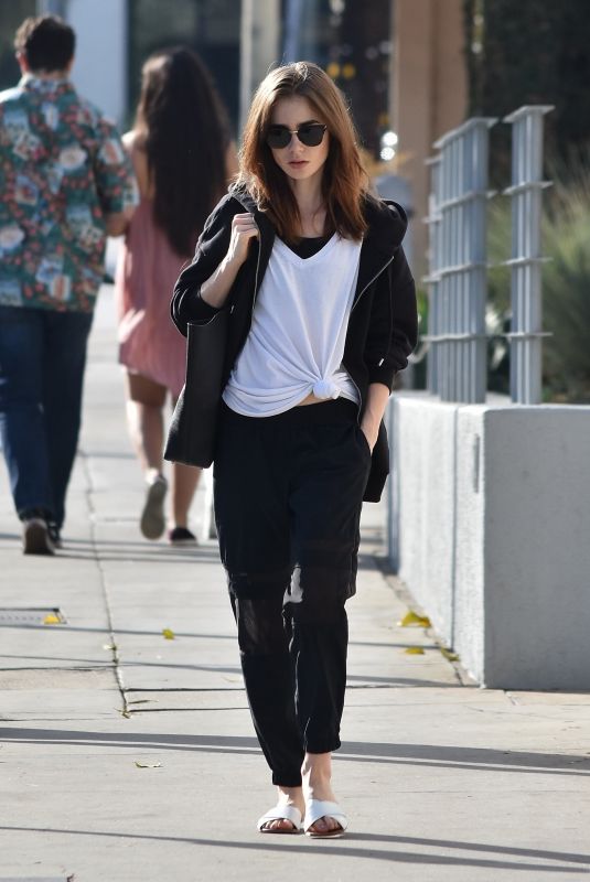 LILY COLLINS Out for Lunch in West Hollywood 12/02/2017