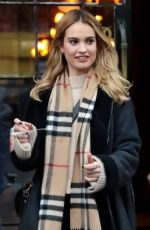 LILY JAMES Leaves Her Hotel in New York 12/05/2017