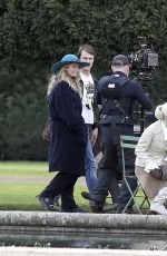 LILY JAMES with Broken Toe on the Set of Mamma Mia 2 in London 11/30/2017