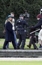 LILY JAMES with Broken Toe on the Set of Mamma Mia 2 in London 11/30/2017