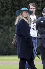 LILY JAMES with Broken Toe on the Set of Mamma Mia 2 in London 11/30/2017