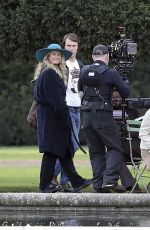 LILY JAMES with Broken Toe on the Set of Mamma Mia 2 in London 11/30/2017