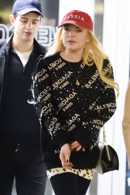 LINDSAY LOHAN at JFK Airport in New York 12/19/2017