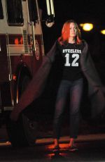 MANDY MOORE on the Set of This is Us in Los Angeles 12/08/2017