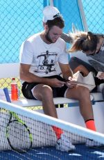 MICHALA BURNS Watches Jack Sock Training in Perth 12/29/2017