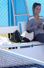 MICHALA BURNS Watches Jack Sock Training in Perth 12/29/2017