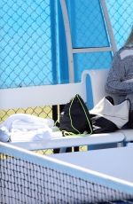 MICHALA BURNS Watches Jack Sock Training in Perth 12/29/2017