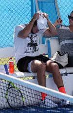 MICHALA BURNS Watches Jack Sock Training in Perth 12/29/2017
